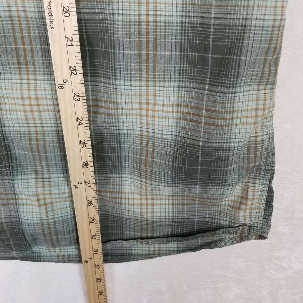 Ariat Rebar Mens Large Green Plaid Short Sleeve Button Down Work Shirt Stretch - Picture 6 of 7